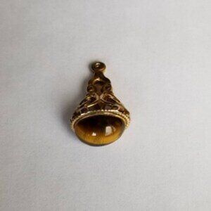 Antique Gold Filled Tiger's Eye Fob or Pendant